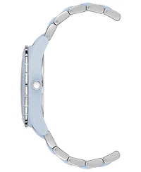 Anne Klein Women's Silver-Tone and Light Blue Solar Ocean Work Plastic Bracelet Watch, 38.5mm