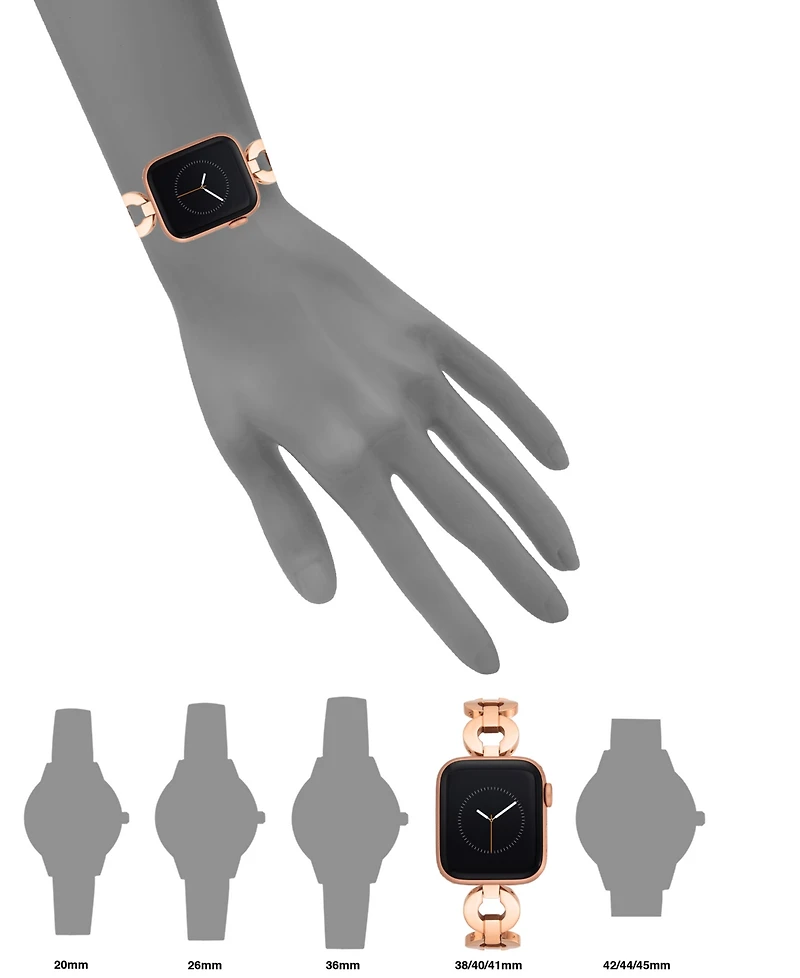Anne Klein Women's Rose Gold-Tone Alloy Metal Round Link Bracelet designed for Apple Watch 42mm (Series 10) & 38/40/41mm