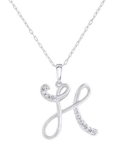 Diamond Fancy Initial 18" Pendant Necklace (1/10 ct. t.w.) in Sterling Silver