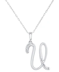 Diamond Fancy Initial 18" Pendant Necklace (1/10 ct. t.w.) in Sterling Silver
