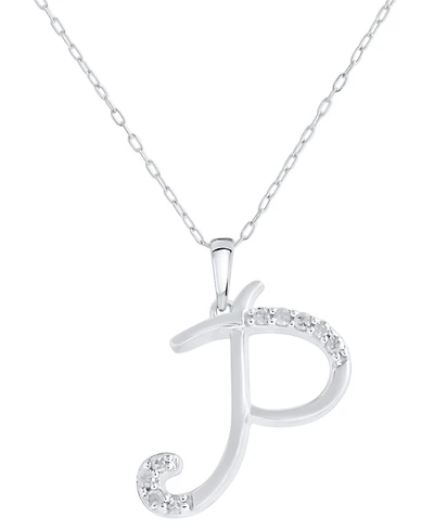 Diamond Fancy Initial 18" Pendant Necklace (1/10 ct. t.w.) in Sterling Silver