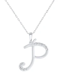 Diamond Fancy Initial 18" Pendant Necklace (1/10 ct. t.w.) in Sterling Silver