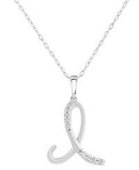 Diamond Fancy Initial 18" Pendant Necklace (1/10 ct. t.w.) in Sterling Silver