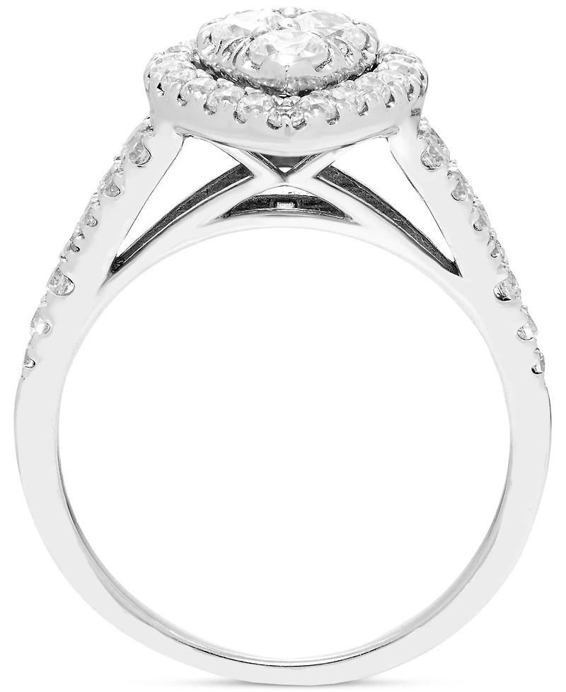 Diamond Pear-Shaped Halo Cluster Engagement Ring (1 ct. t.w.) in 14k White Gold