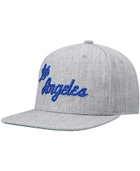 Men's Mitchell & Ness Heathered Gray Los Angeles Lakers Hardwood Classics Team 2.0 Snapback Hat