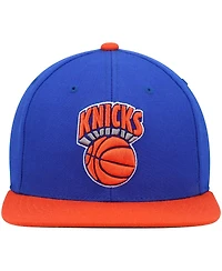 Men's Mitchell & Ness Blue and Orange New York Knicks Hardwood Classics Team Two-Tone 2.0 Snapback Hat