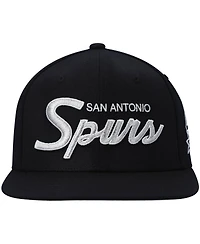 Men's Mitchell & Ness Black San Antonio Spurs Hardwood Classics Script 2.0 Snapback Hat