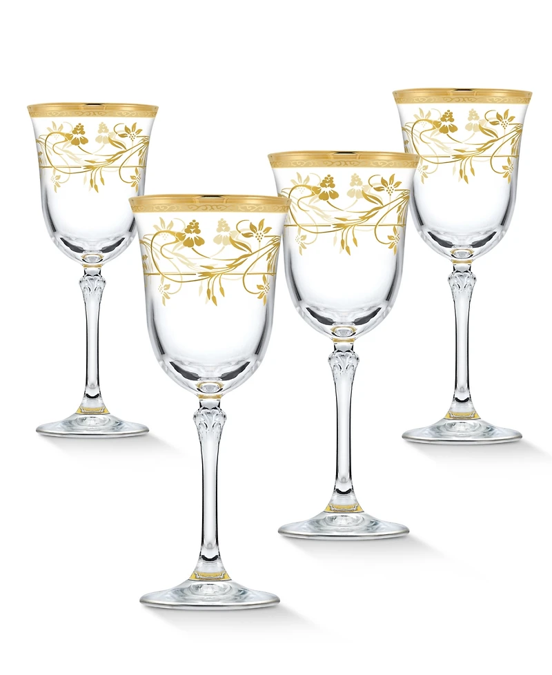 Lorren Home Trends 4 Piece Rosalia Flower Red Wine Set