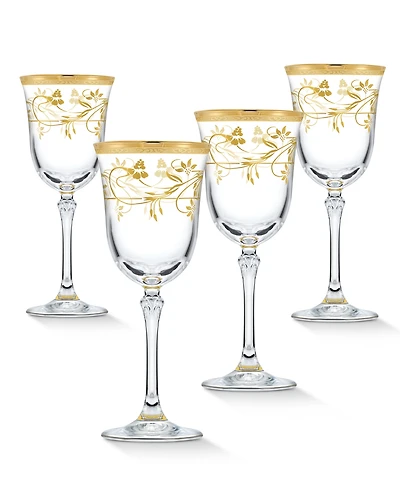 Lorren Home Trends 4 Piece Rosalia Flower Red Wine Set