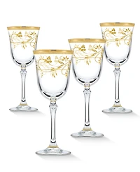 Lorren Home Trends 4 Piece Rosalia Flower Red Wine Set
