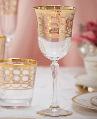 Lorren Home Trends 4 Piece Infinity Gold Ring White Wine Goblet Set