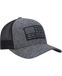Men's Columbia Heathered Charcoal, Black Pfg Fish Flag Coolmax Trucker Snapback Hat