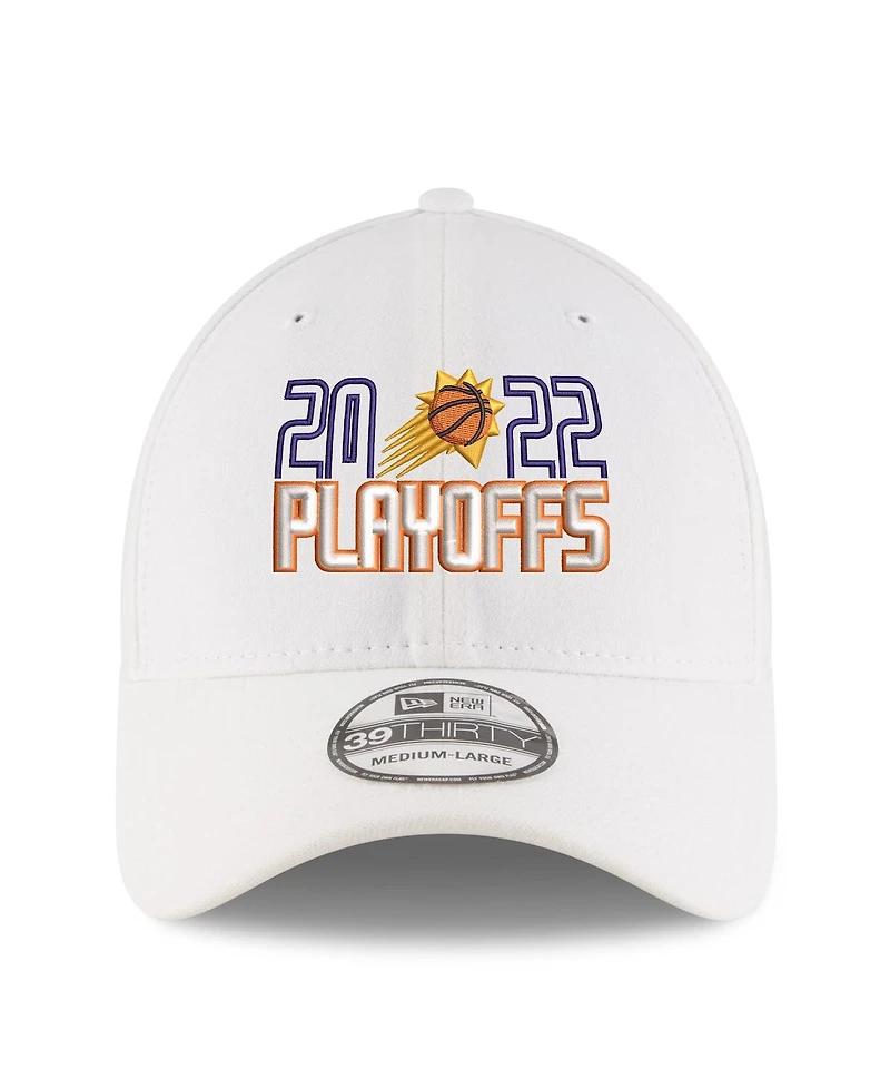 Men's New Era White Phoenix Suns 2022 Nba Playoffs Bubble Letter 39THIRTY Flex Hat