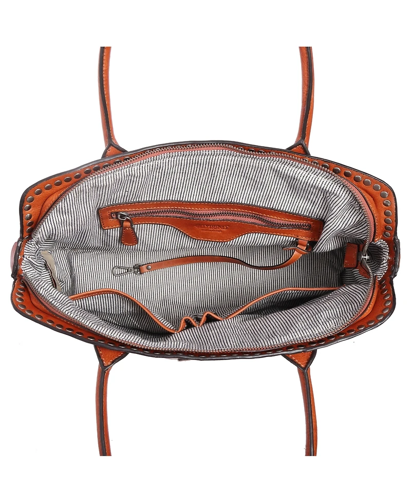 Old Trend Women's Genuine Leather Soul Stud Satchel Bag