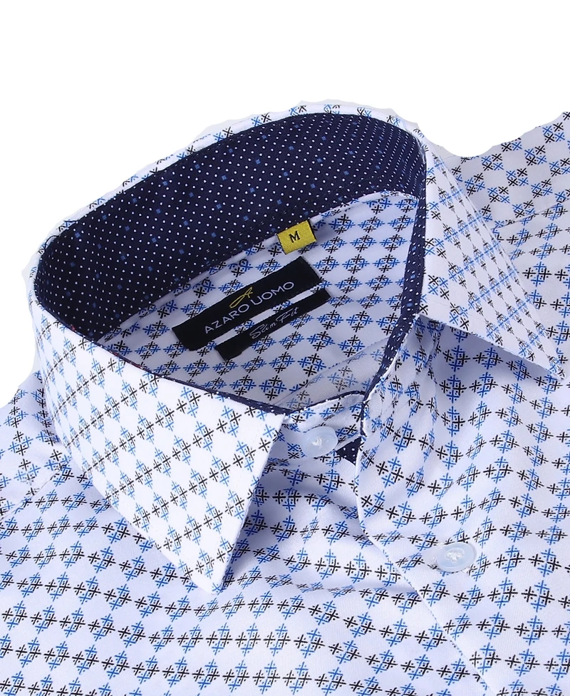 Men's Business Geometric Long Sleeve Button Down Shirt