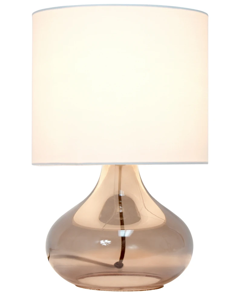 Simple Designs Glass Raindrop Table Lamp with Fabric Shade, Green with White Shade