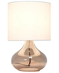 Simple Designs Glass Raindrop Table Lamp with Fabric Shade, Green with White Shade