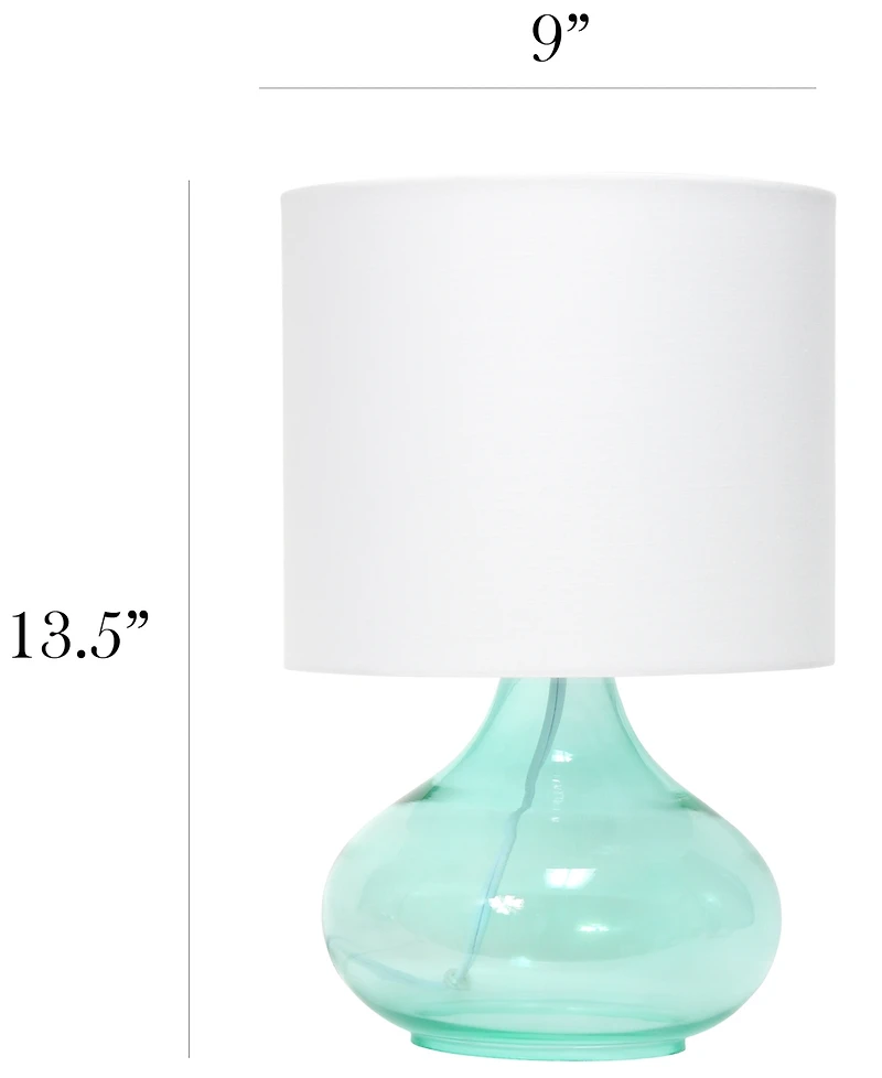 Simple Designs Glass Raindrop Table Lamp with Fabric Shade, Green White Shade