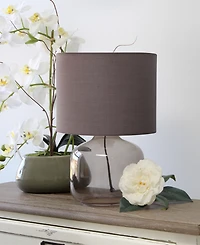 Simple Designs Glass Table Lamp with Fabric Shade, Green with White Shade