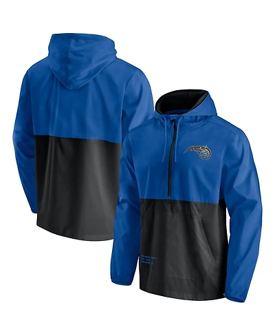 Men's Fanatics Blue, Black Orlando Magic Anorak Block Party Windbreaker Half-Zip Hoodie Jacket