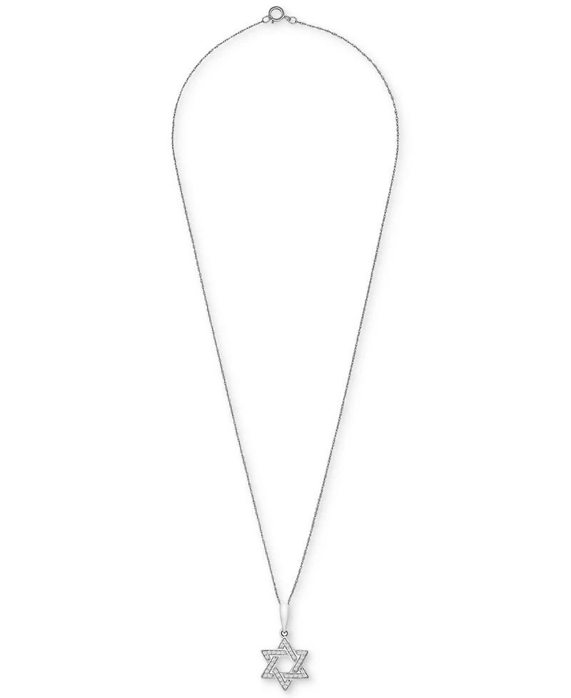 Wrapped Diamond Star of David 18" Pendant Necklace (1/10 ct. t.w.) in 10k White or Yellow Gold, Created for Macy's
