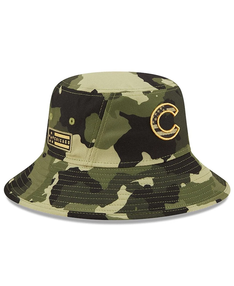 Men's New Era Camo Chicago Cubs 2022 Armed Forces Day Bucket Hat