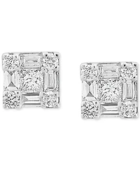 Effy Diamond Princess Shaped Multi-Cut Cluster Stud Earrings (1/2 ct. t.w.) in 14k White Gold