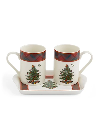 Christmas Tree Tartan 2-Piece Mug & Tray Set