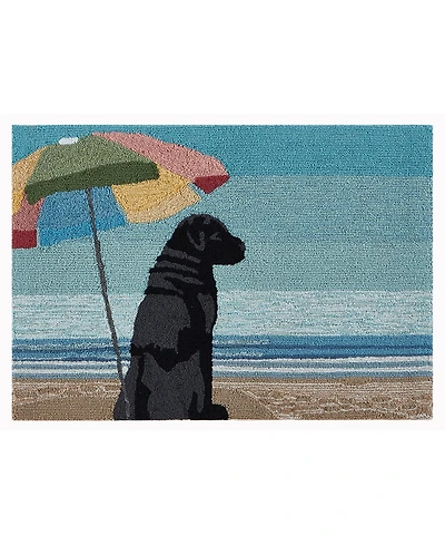 Liora Manne' Frontporch Parasol and Pup 2'6" x 4' Outdoor Area Rug