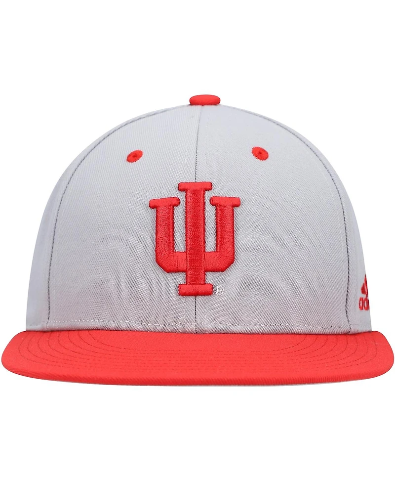Men's adidas Gray Indiana Hoosiers On-Field Baseball Fitted Hat