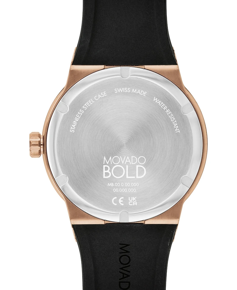 Movado Men's Swiss Fusion Bold Black Silicone Strap Watch 42mm