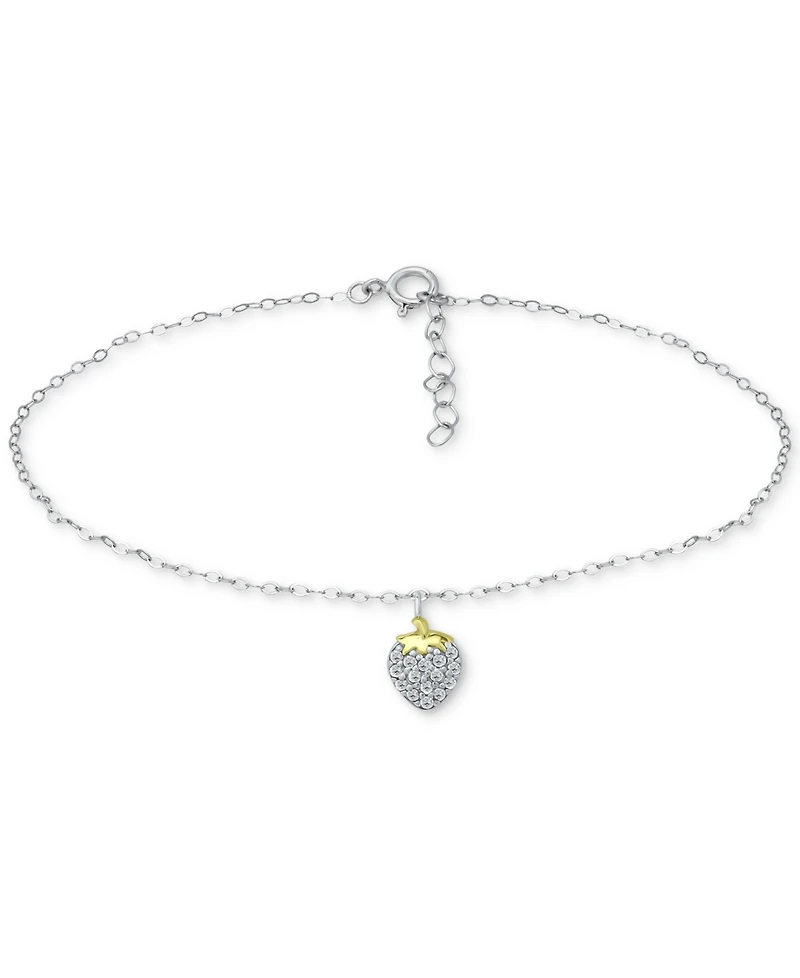 Giani Bernini Cubic Zirconia Strawberry Charm Ankle Bracelet, Created for Macy's