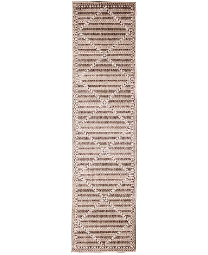 Liora Manne' Malibu Checker Diamond 1'11" x 7'6" Runner Outdoor Area Rug