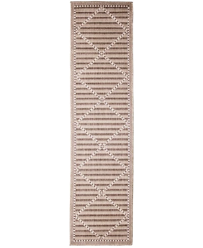 Liora Manne' Malibu Checker Diamond 1'11" x 7'6" Runner Outdoor Area Rug