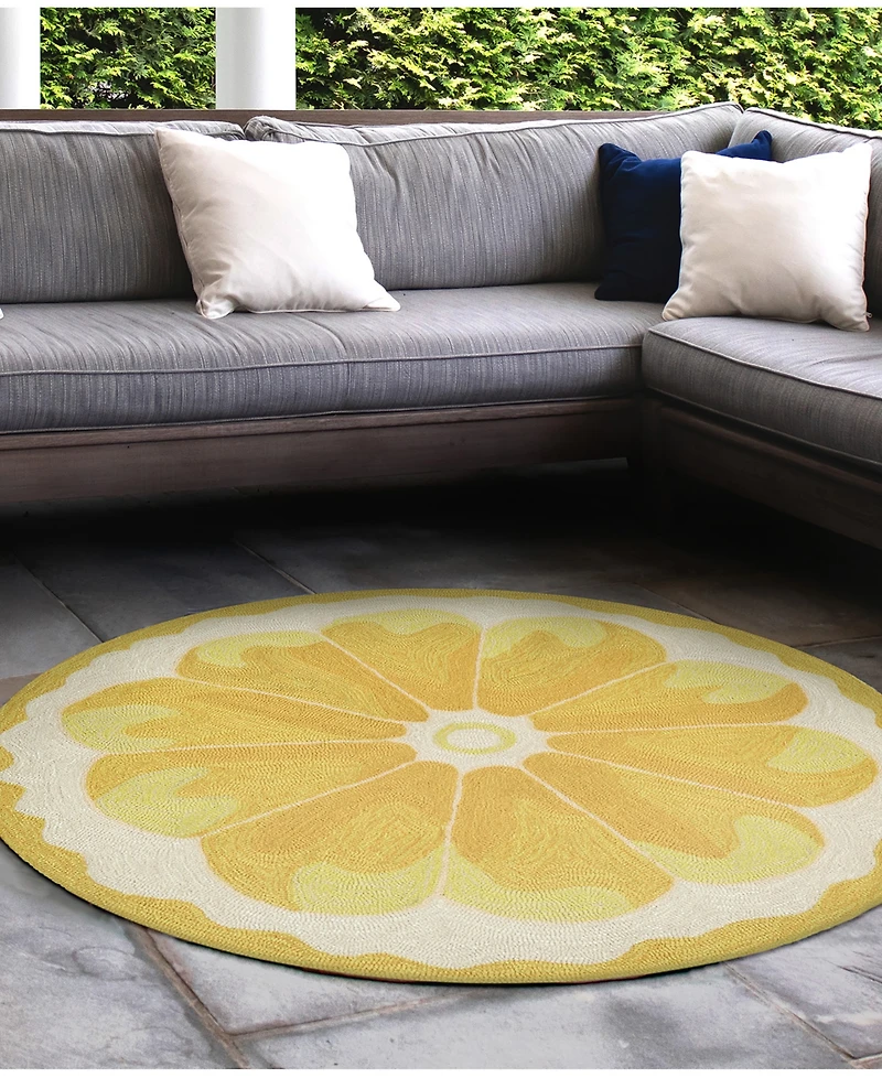 Liora Manne' Frontporch Lemon Slice 3' x 3' Round Outdoor Area Rug
