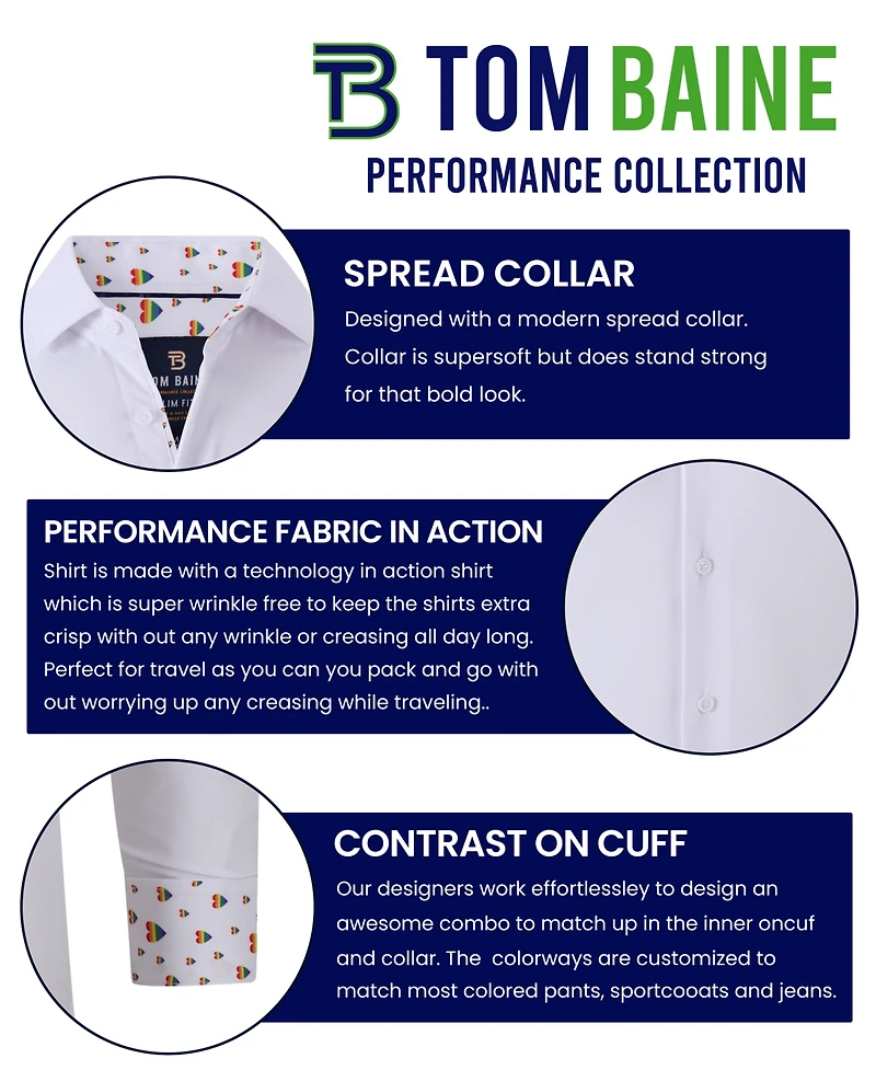 Men's Slim Fit Pride Performance Novelty Button Down Dress Shirt