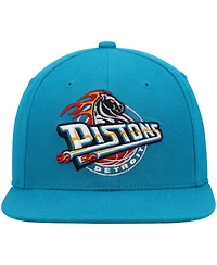 Men's Mitchell & Ness Teal Detroit Pistons Hardwood Classics Team Ground 2.0 Snapback Hat