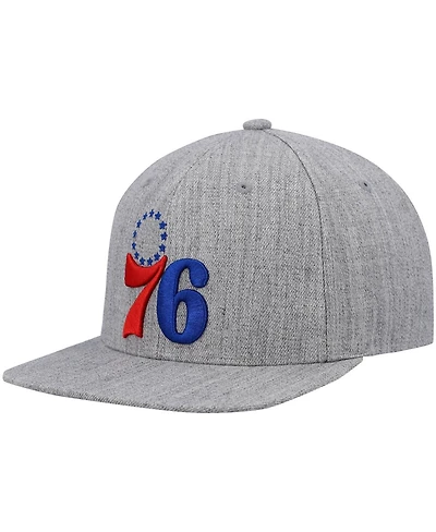 Men's Mitchell & Ness Heathered Gray Philadelphia 76Ers 2.0 Snapback Hat