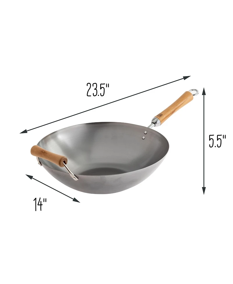 Joyce Chen Classic Series Carbon Steel Wok with Birch Handles, 14"