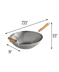 Joyce Chen Classic Series Carbon Steel Wok with Birch Handles, 14"