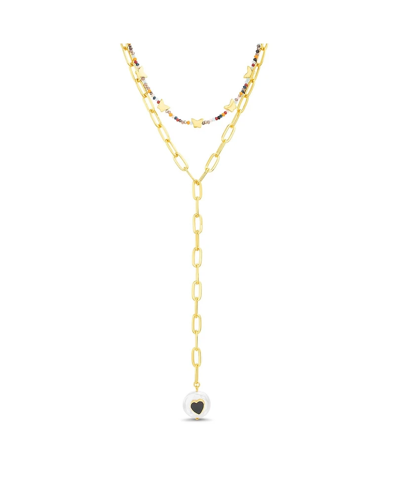 kensie Heart Pendant Y Necklace Set