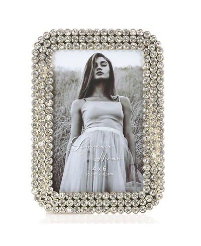 Three Rows of Brilliant Crystals Metal Picture Frame, 4" x 6"