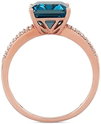 London Blue Topaz (4 ct. t.w.) & Diamond (1/10 ct. t.w.) Ring in 14k Rose Gold