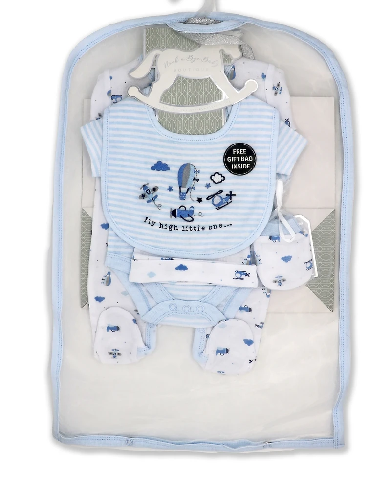 Baby Boys Fly High Layette Gift Mesh Bag, 5 Piece Set