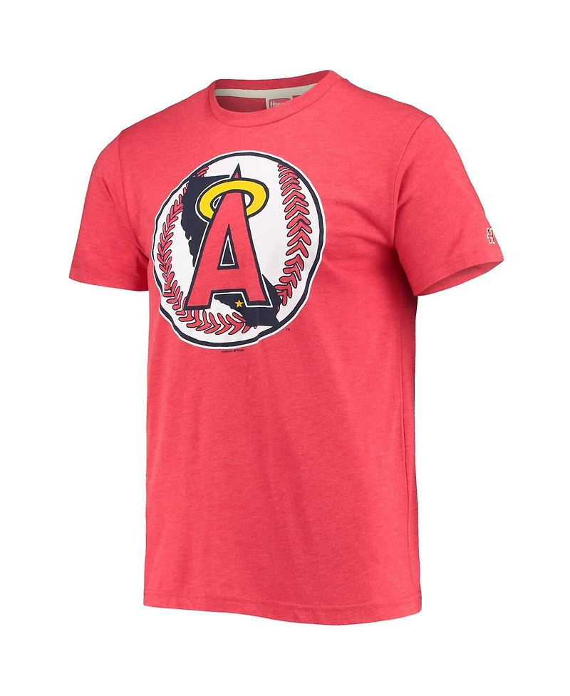 Men's Homage Red Los Angeles Angels Hand-Drawn Logo Tri-Blend T-shirt