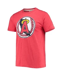 Men's Homage Red Los Angeles Angels Hand-Drawn Logo Tri-Blend T-shirt