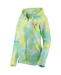 Women's New Era White Boston Red Sox Tie-Dye Full-Zip Hoodie