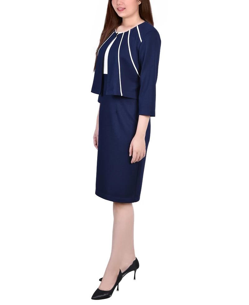 Ny Collection Petite Two Piece Jacket and Dress Set