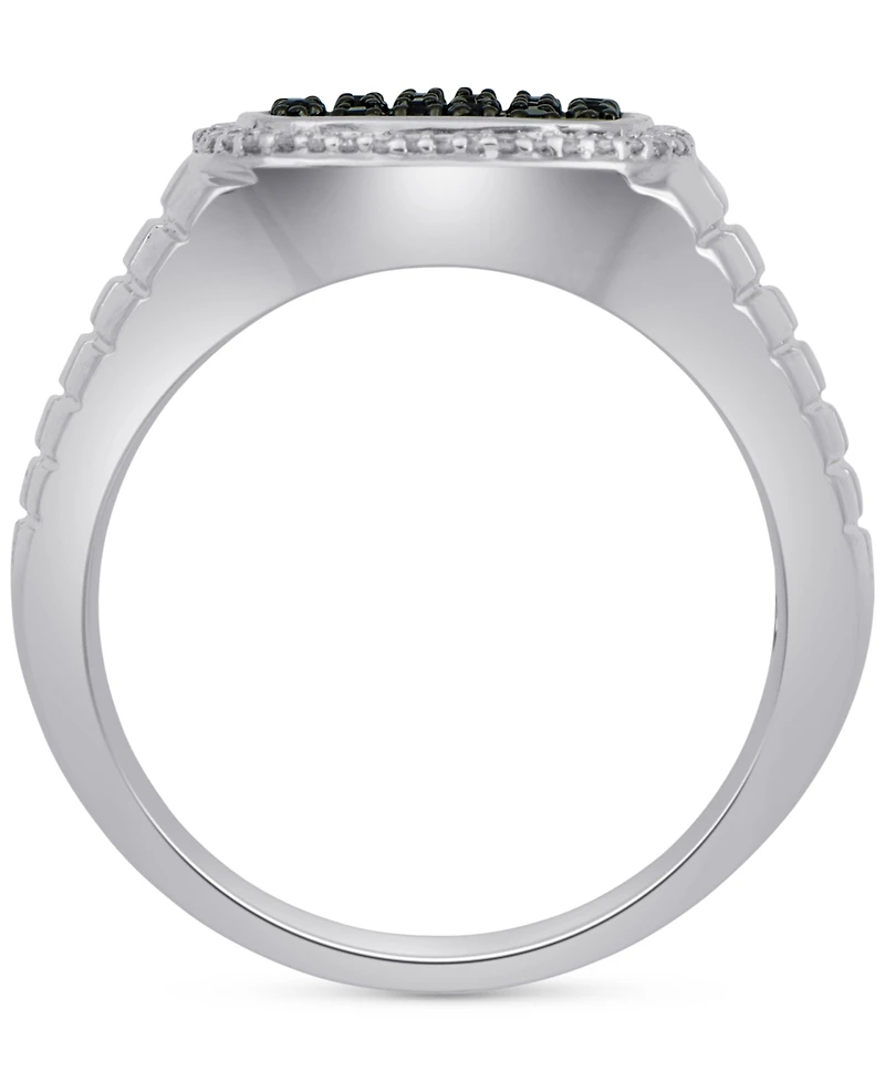 Men's Black & White Diamond Ring (3/4 ct. t.w.) in Sterling Silver