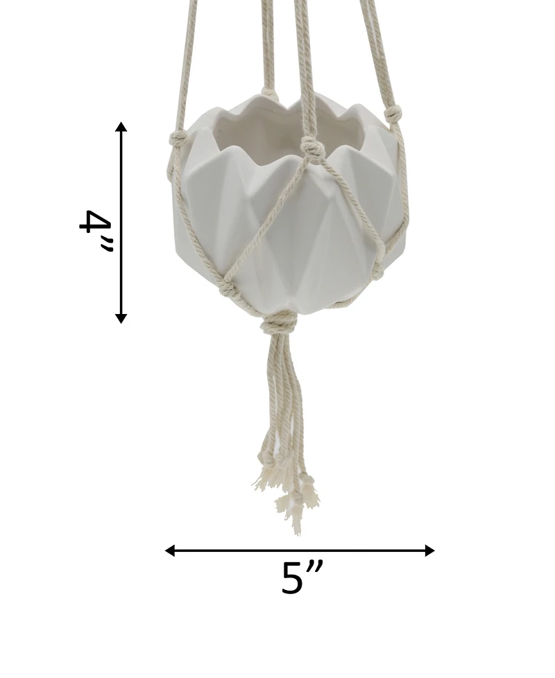 Flora Bunda Ceramic Macrame Hanging Planter